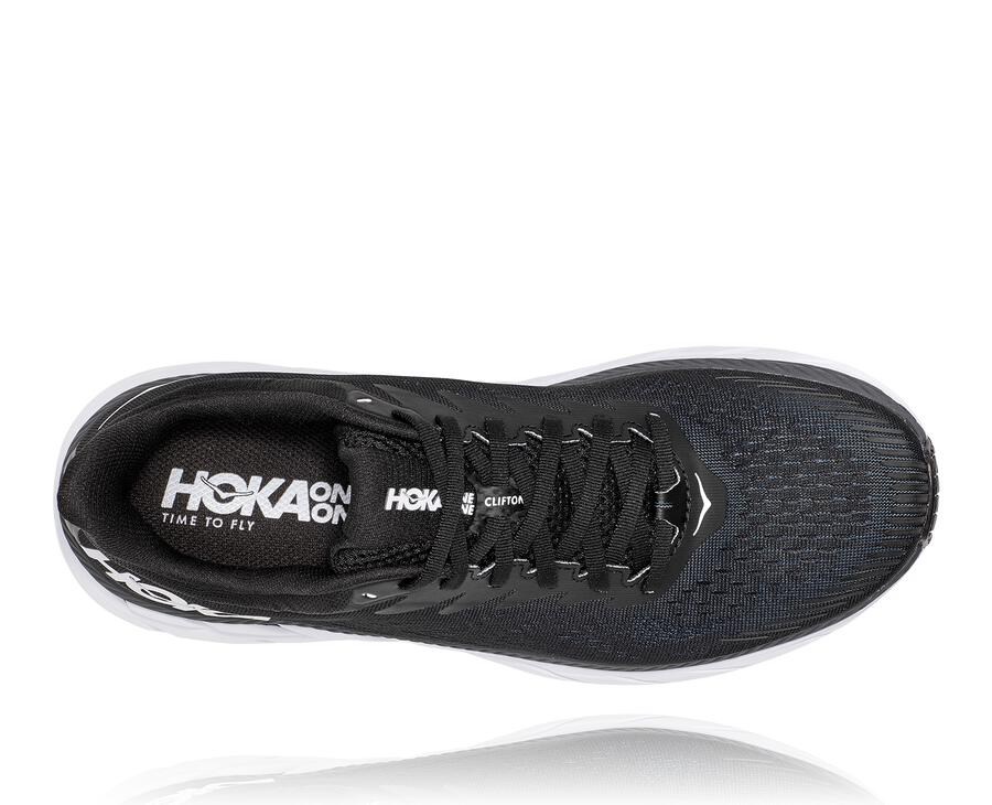 Hoka One One Mens Running Shoes - Clifton 7 - Black/White - MWCA32174